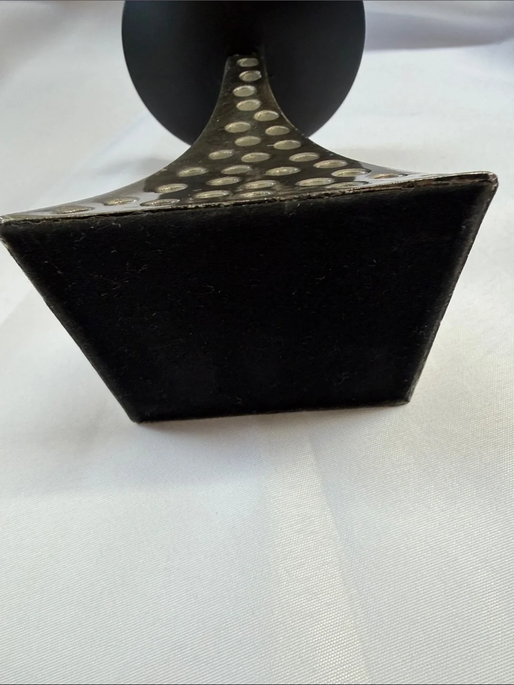 Pier 1 vintage silver and black candlestick. Good condition. Approximately 5”.